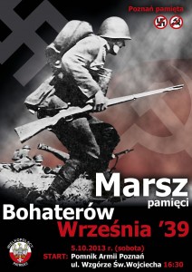 Plakat Marszu w Poznaniu upamiętniającego Ofiary i Bohaterów września 1939